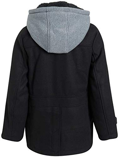 Urban Republic Boys Wool Blend Hooded Peacoat With Faux-Fur Lining And Pockets, Size 18/20, Black #TOP5