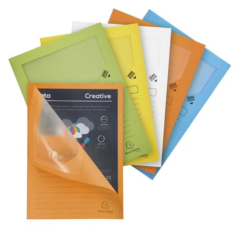 Exacompta - Réf. 50260E - Paquet de 25 chemises à fenêtre sans plastique Forever® 120 g/m² - couleurs pastel - 100% recyclées et certifiées Ange Bleu -...