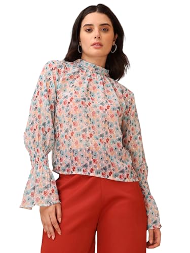 Haut imprimé en georgette femme PURVAJA Voly-016-018 blouse fluide chic