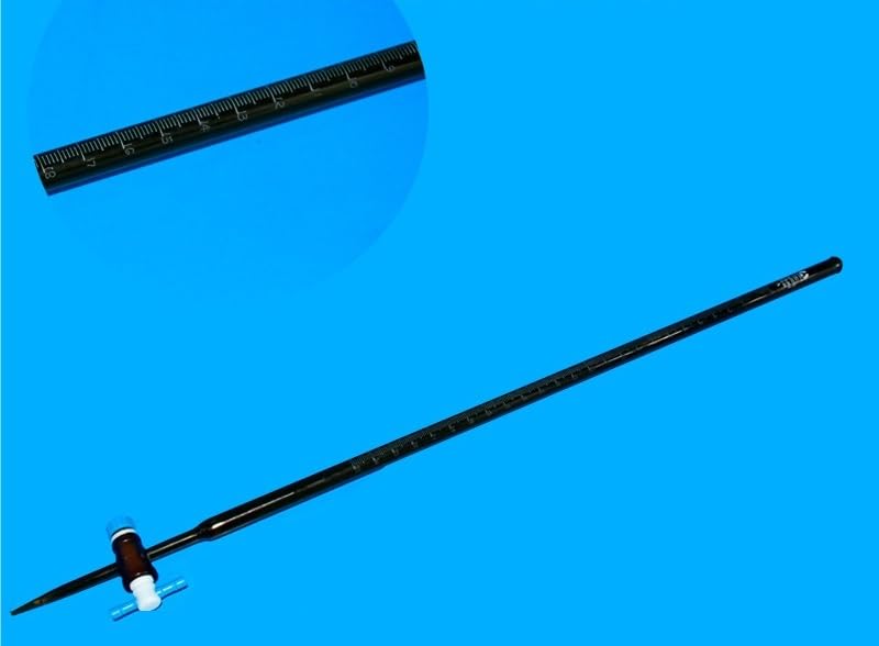 Buretas de vidrio, Bureta de vidrio ámbar clase A con llave paso PTFE 10 a 50 ml for valoración laboratorio(25ml)