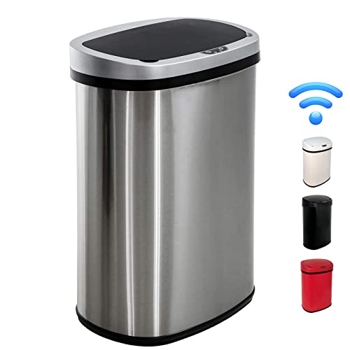 Caneca de basura cuadrada de acero inoxidable cepillado 13 galones