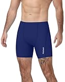 Runhit Schwimmhose Herren Lang, Schnelltrocknende Badehose Eng 6–8 Zoll, Elastische Badehose zum Racing Trainings, Marineblau XL