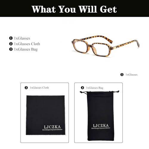 Image of LJCZKA Rectangular Blue Light Blocking Glasses for Women Men Retro Small Square Frame Anti Eyestrain Computer Eyeglasses