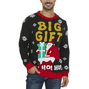 VENTELAN Men’s Ugly Christmas Sweater Funny Santa Xmas Crew Neck Sweaters