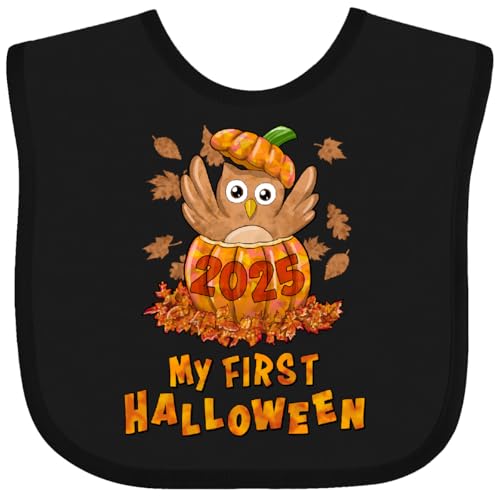 inktastic My First Halloween 2025- Owl in Pumpkin Baby Bib