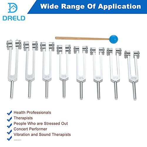 Chakra Tuning Forks Set, Tuning Forks Of 8, 7 Chakra + 1 Soul Purpose Weighted Tuning Forks For Dna Healing, Sound Therapy, Yoga, Meditation With Silicone Hammer, Bag, Cleaning Cloth #TOP5