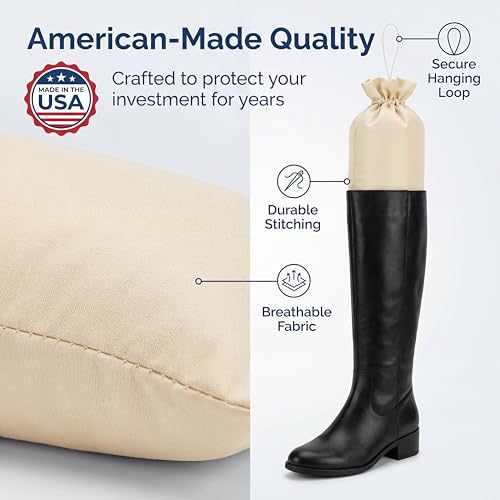 Image of Boot Shapers for Tall Boots with Cinched String for Hanging