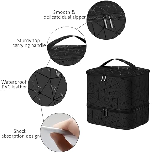 Double Layer Travel Nail Organiser, Makeup Bag Vanity Carrying Case for 30 Bottles, Black, 1 unità (Confezione da 1) - Image 3