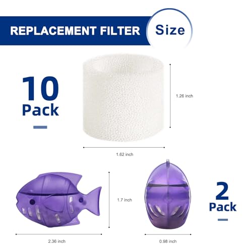 Image of Top-Fill Humidifier Replacement Filter for Levoit Dual150 Dual200S Classic160 Classic300(S) LV600S LV600HH OasisMist450S | OasisMist600S Superior 6000S - 10 Filters and 2 Clean Fish