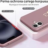 Yichxu Pokrowiec na telefon komórkowy iPhone 16 - Z paseczkami - Wzorem serca - Silikonowe etui ochronne - Z płynnego silikonu TPU - Odporne na wstrząsy - Dla iPhone 16 - Różowe