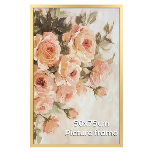 Giftgarden Gold Bilderrahmen 50x75 cm Einzel Rahmen für 75x50 cm Fotos und Bilder | Großer Posterrahmen ausschließlich für horizontale oder vertikale Wandmontage
