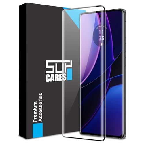 Image of SupCares Edge to Edge Curved Full Glue Tempered Glass for Motorola Edge 40 5G (6.55 Inch) with Easy Self-Installation Kit | Black