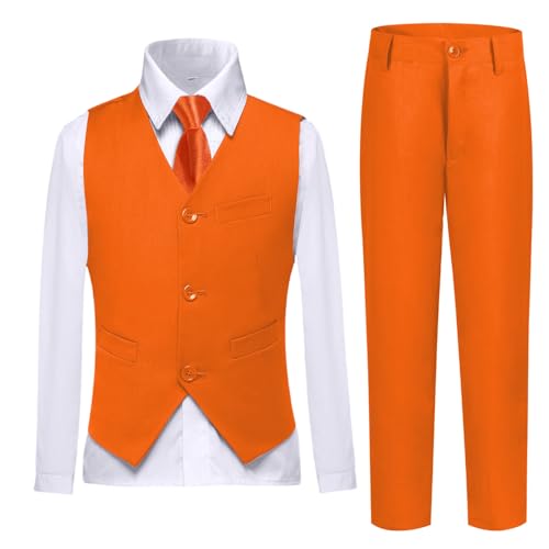 Lycody Boys Suit Vest Set Formal Dress Suits Wedding Outfit Orange Size 7