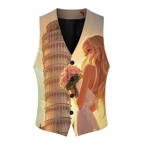 Leaning Tower of Pisa Woman Men's Suit Vests Dress Vest V-Neck Waistcoat Slim Business Formal with Pocket4