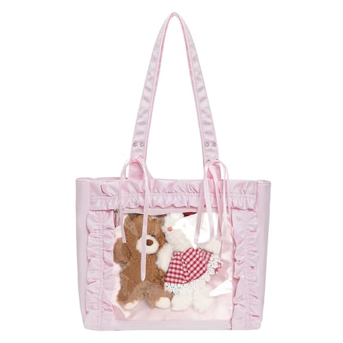 Bolso Tote Ita Kawaii con borde ondulado Bowknot miniatura 2