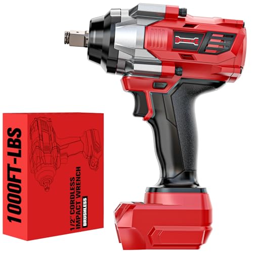 DIYtoolifz Cordless Impact Wrench 1/2' Compatible with Milwaukee 18V Battery, 1000Ft-lbs(1360N.m) High Torque Impact Driver, Electric Impact Gun with 4-Mode Speed, LED Work Light for Car(Bare Tool)