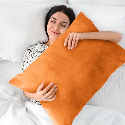 Image of BEDELITE Flannel Pillowcases Standard Set of 2, Burnt Orange, 20x26 Inches