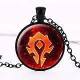 Farbe: Silber Hot! Wow World of Warcraft Halskette mit Horde-Anhänger, hochwertiges Glas, Cosplay-Halskette für Damen und Herren