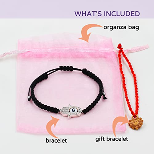 Image of Uloveido Customized A to Z 26 Letters Hand of Fatima Bracelet - Fatima Hamsa Hand Evil Eye Protection Bracelet Lucky Charm Adjustable Braided Black String