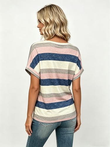 Image of T Shirts Short Sleeve V Neck Tees Womens Tops Beach Vacation Fashion Clothes 2026 Casual Summer Spring Fall Outfits