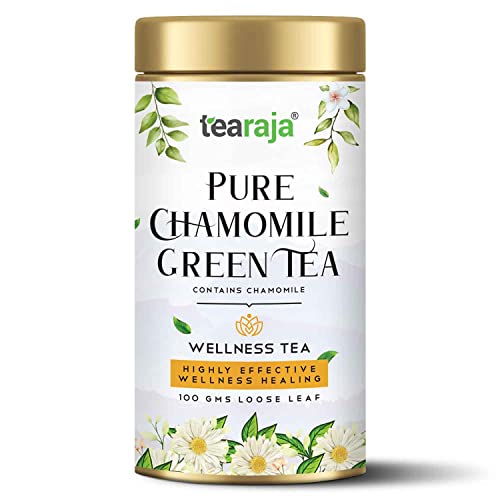Tearaja Chamomile Green Tea (100 Gm) Relaxing, Sleep Inducing, Aids Weight Loss, Organic Chamomile, Fresh Season, Herbal Tea, Sleep Inducing Tea