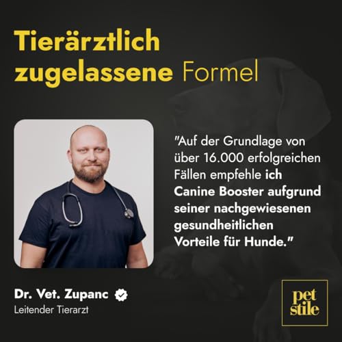 Petstile Canine Booster mit Grünlippmuschel-Extrakt für Hunde - Expertenformulierte Superfood-Mischung mit 26 Wirkstoffen - 150g Pulver
