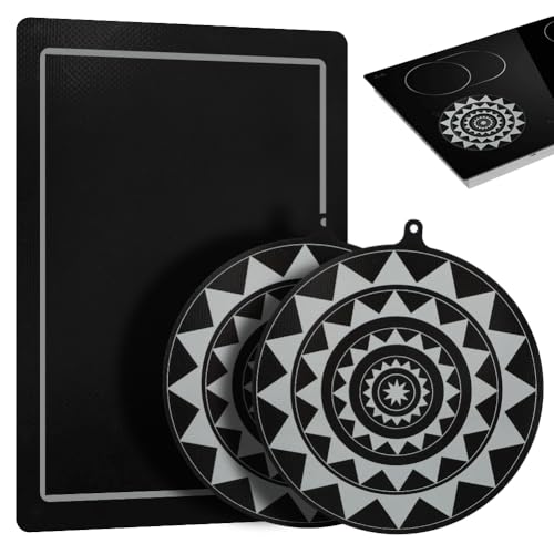 CEWROM Induktionsmatte, Induktionskochfeld Schutzmatte, Extra Decke Kochfeld Abdeckungsset, Kochmatte Induktionsfeld, Induktionsschutzmatte Ultra-Robust Herdschutz Dank Glasfaser