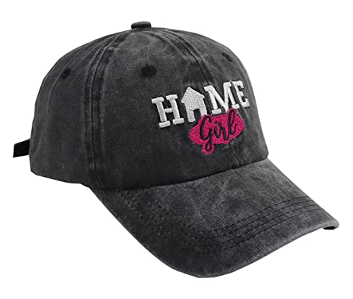 Realtor Gifts For Women, Funny Home Girl Baseball Cap, Embroidered Adjustable Vintage Washed Cotton Real Estate Agent Supplies Hat For Woman, Girlfriend, Sister, Mom Embroidered Black #TOP1