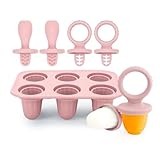 Eisformen Eis am Stiel Rosa BPA Frei, 6 Fächer Eisform - Wassereis Formen Set inklusive Fruchtzwerge Eisstiele - Eisformen Silikon & Popsicle Molds zum Dessert Selber Machen
