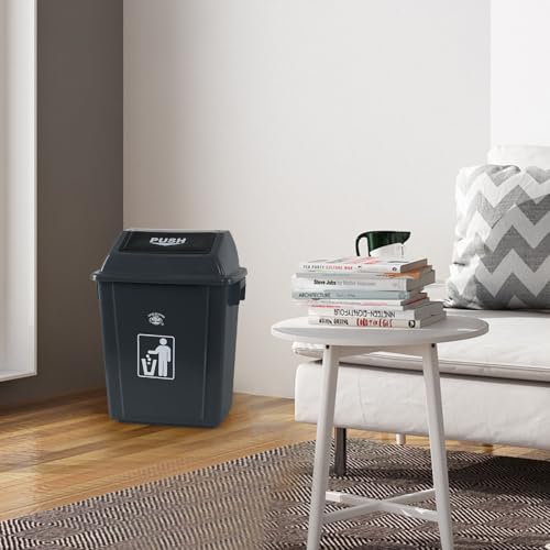 Caneca de basura gris de plástico 6 galones, pack de 4 miniatura 5