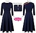VFSHOW Womens Work Business Front Zipper A-Line Dresses Slim 3/4 Sleeve Office Church Fit and Flare Skater Swing Knee Length Dress (Blue, Medium) 11248 BLU M