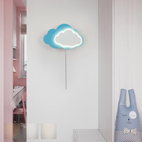 Lámpara de pared nube para habitación infantil luz regulable azul