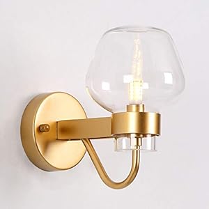 YBright Vintage bille de verre mur Lampe en métal mat Base Gold Applique murale en verre industriel Globe abat-jour d’appareils d’éclairage mural utilisation E27 Edison Ampoule for lecture Chambre Cui