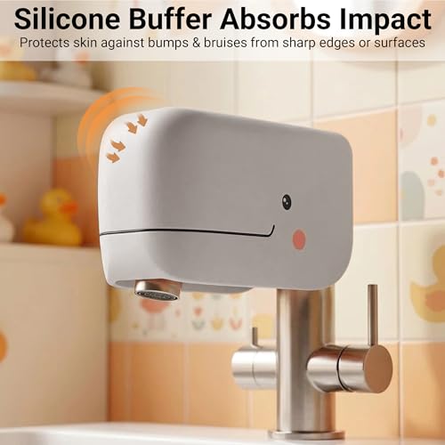 Image of Adorila Whale Silicone Spout Cover for Bathtub Faucet, Adjustable Straps for Roman Tub & Deck Mount, Soft Protective Guard (Grey)