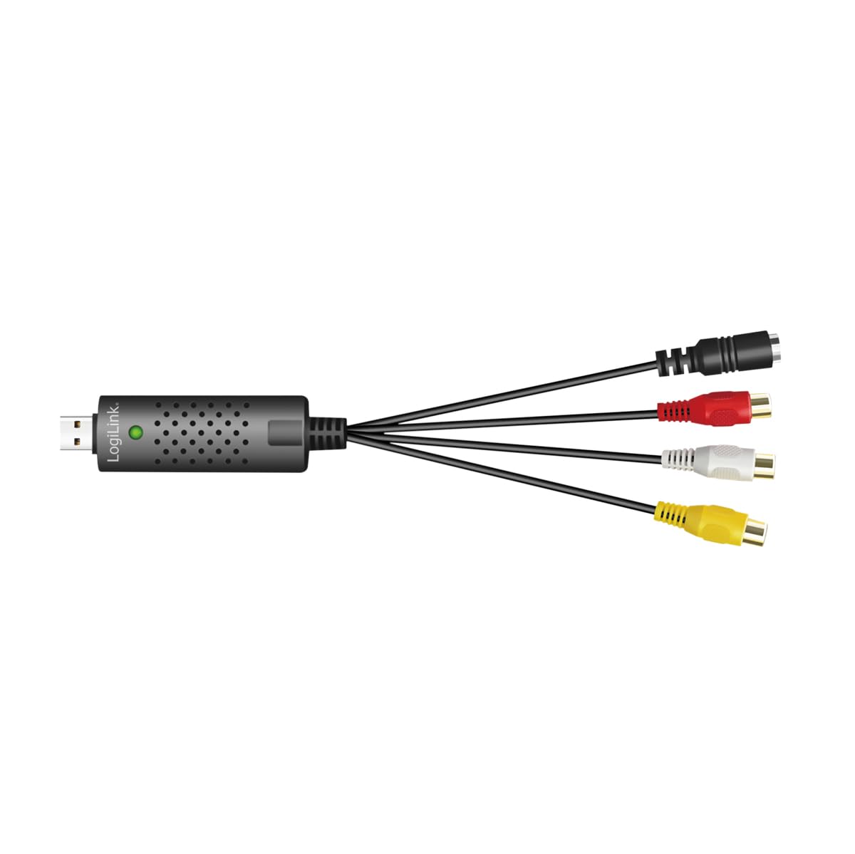 LogiLink VG0030A - USB 2.0 Audio/Video Grabber, 3 x cinch + miniDIN5 (S-Video) do Windows 7/8/10/11, Mac OS 10.7 lub nowszych, Android 5.0 lub nowszy