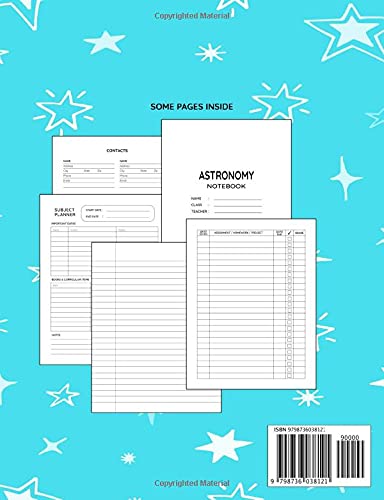 Astronomy Notebook: Composition Lined Pages with College Ruled Papers for Writing Notes: Reminder of Due Date for Assignment, Homework, Group and ... and Classmates: For Middle School Boys - Image 2