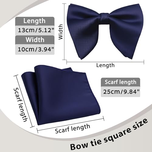 Image of Luckyvestir Oversized Bow Ties for Men, Pre Tied Clip on Men's Black Bowtie for Wedding Tuxedo Banquets Formal Wear