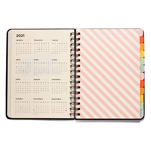 Planner Wire-o Rosa, Rosa, Mensal e Semanal, 75 fls, Papel Pólen 80g/m², Tamanho A5