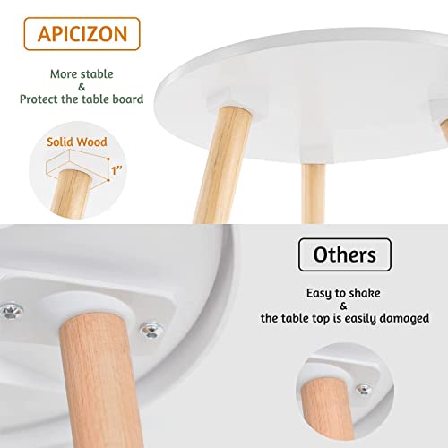 Apicizon Round Side Table Set Of 2, White Nightstand Coffee End Table For Living Room, Bedroom, Small Spaces, Easy Assembly Modern Home Decor Bedside Table With Natural Wood Legs, 16.5 X 20.5 Inches #TOP4