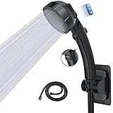 Handheld Shower Heads with Hose and Holder, High Pressure Shower Head with 3 Spray Settings and On/Off Switch Detachable Shower (3-kit) - Black