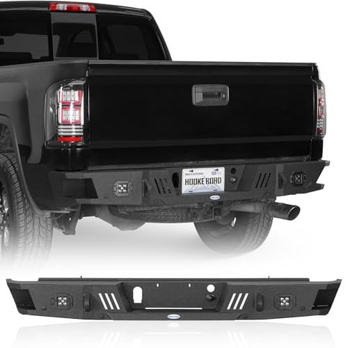 Hooke Road Rear Bumper for 2007-2018 GMC Sierra 1500 Pickup Truck, Offroad Back Bumper with D-ring Mounts