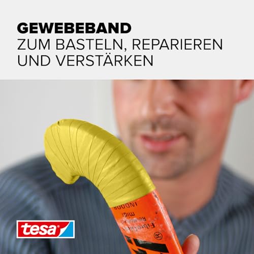 tesa extra Power Perfect Gewebeband - Gewebeverstärktes Ductape zum Basteln, Reparieren, Befestigen, Verstärken und Beschriften - Gelb - 2,75 m x 38 mm