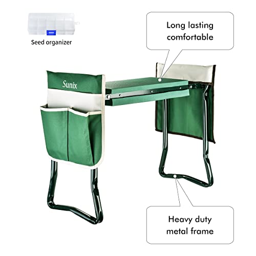 Garden Kneeler And Seat With 2 Bonus Tool Pouches - Portable Garden Bench Eva Foam Pad With Kneeling Pad For Gardening - Sturdy, Lightweight And Practical - Protect Knees And Clothes When Gardening #TOP4