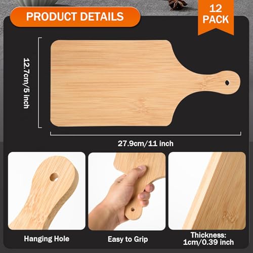 12 Pcs Thicken Bamboo Cutting Board Bulk Personalized Wood Chopping Board Customized Laser Engraving Charcuterie Boards for Wedding Mother's Day Housewarming Present,12.7x27.9x1cm - Image 2