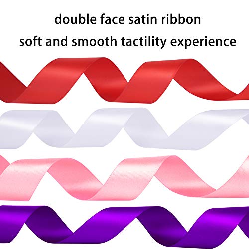 Livder 4 Rolls 1 Inch Double Face Satin Ribbons For Valentine's Day, Wedding, Baby Shower Party Decoration, Gift Wrapping (Red, White, Pink, Purple) #TOP2