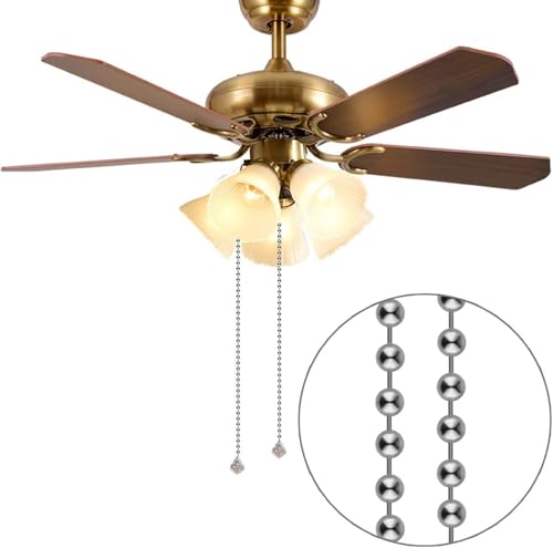 Image of IFNOW Ceiling Fan Pull Chain Metal Fan pull chain extension, ceiling fan chain connector,Diameter 3.2mm 6.5 Feet Long with 6 PCS Connector (White)
