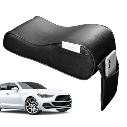 自動セントラルコンソールアームレスト枕 - メモリクッション、パッド入りカバー|人間工学に基づいたオートコンフォート部品、統合ポケット付きの右翼、カーシートアクセサリー、運転