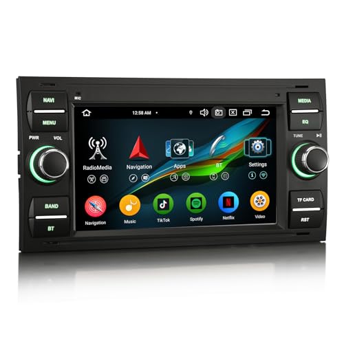 Erisin 4Go+64Go 8 Cœurs Android 16 Autoradio Bluetooth 5.0 pour Ford Focus C-Max S-Max Galaxy Kuga Fiesta Transit GPS Navigateur Voiture Stéréo sans Fil...