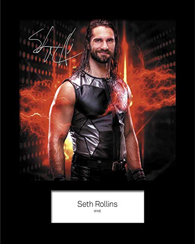 FRAME SMART Seth Rollins WWE #4 | Foto montada, reimpresión de Firma | Tamaño 10x8 para Marcos de 10x8 Pulgadas | Máquina Cortada | Exhibición de la Foto | Presente, Regalo, Coleccionable