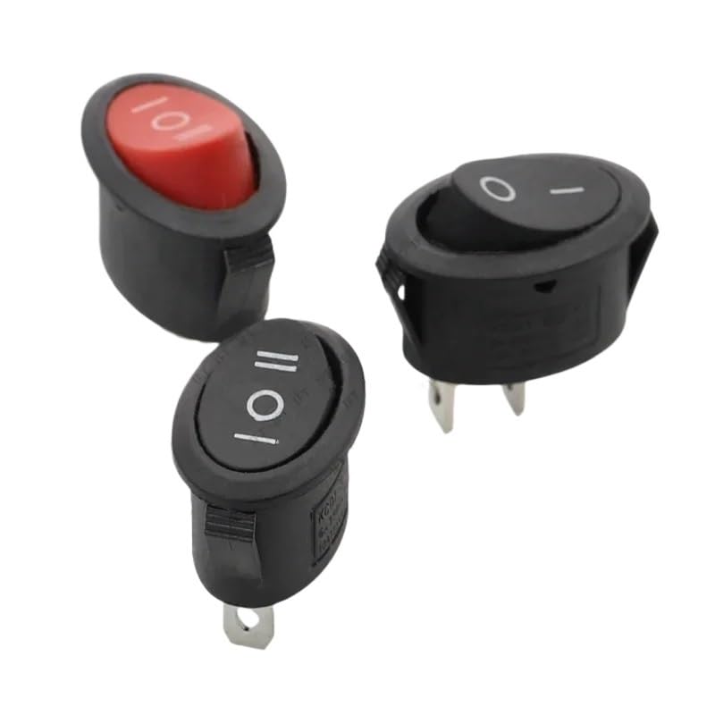 10Pcs KCD1 Oval Rocker Switch 3/2Pin 10A Power Switch 6A 250V 10A 125V ON-Off-ON ON-Off Boat Shape Switch Red Elliptical(2D3P-Green-LED)